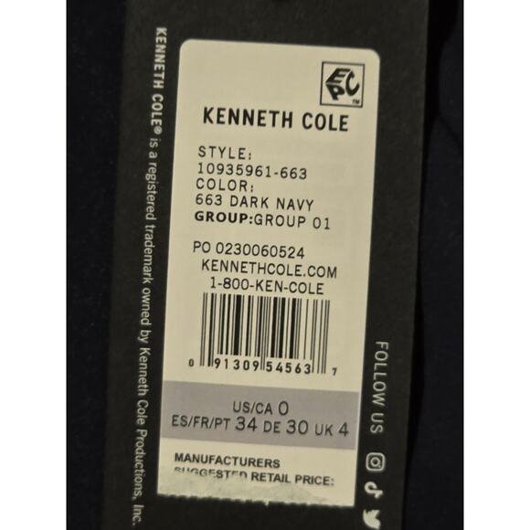 NWT Kenneth Cole Womens Size 0 Dark Navy Mid Rise Slim Ankle Work Pants Trouser - Picture 3 of 8